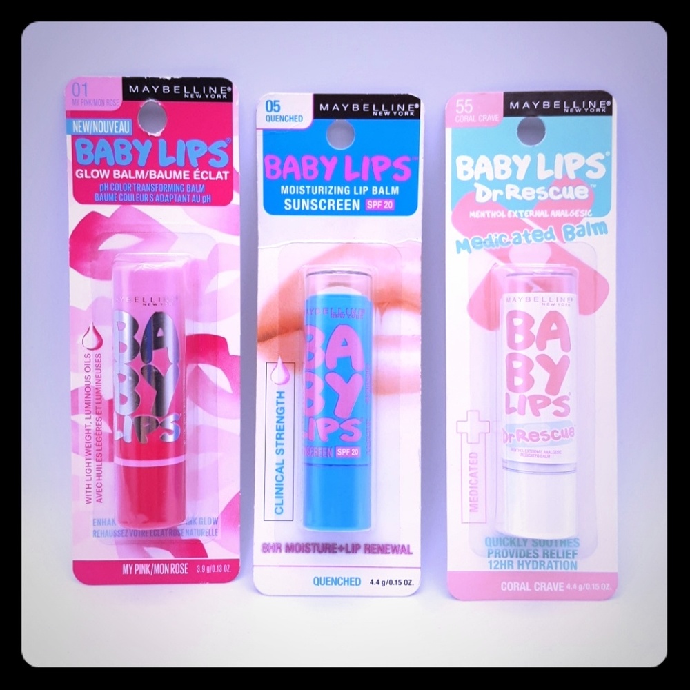 Maybelline Baby Lips Balm - Set of Three (3)